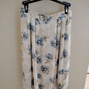 Vintage Jaclyn Smith 90s Blue Floral Midi Skirt preppy summer fairy core boho
